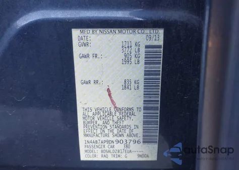 2013 Nissan Sentra Sv z USA, uszkodzony, nr VIN 1N4AB7AP9DN903796